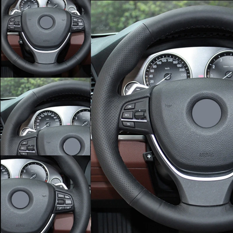 GNUPME DIY Black Artificial Leather Hand-Stitched Car Steering Wheel Cover for BMW 520i 528i 2013 2014 730Li 740Li 750Li F10 | Автомобили