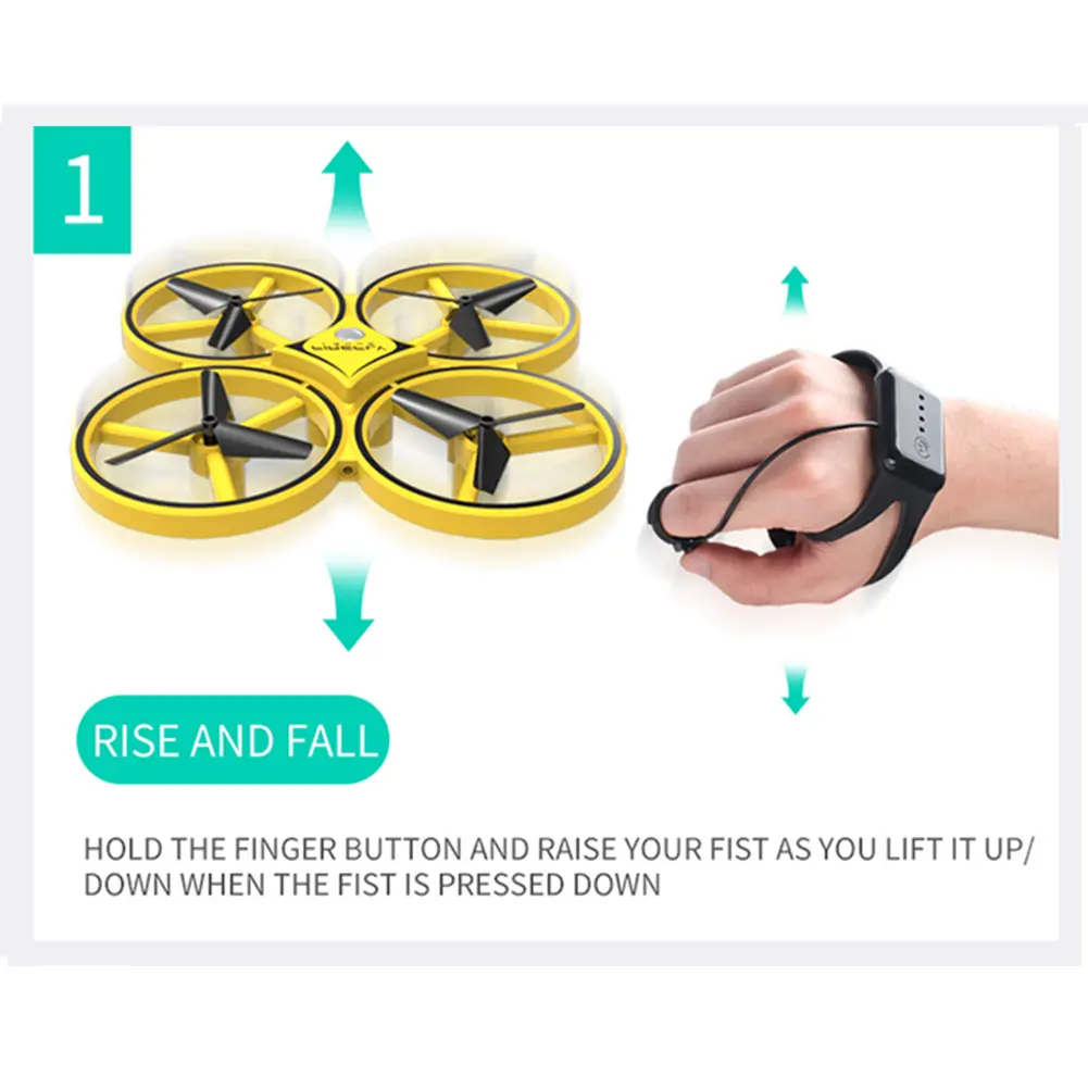 Aircraft Smart Watch Gesture Interact Gloves Remote Control Four-Axis Drone Toy Gift Gravity Sense RC Quadcopter LED Lighting |