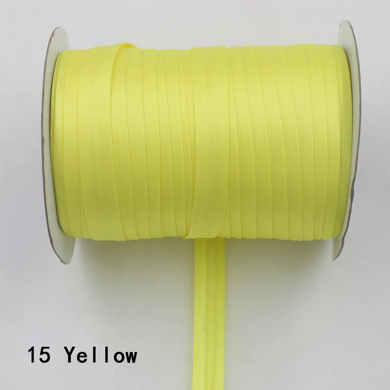 15 yellow 100 ярд полиэстер 5/"(15 мм) атласная косая лента косая Привязка сплошной цвет для пошив одежды «сделай сам» и обрезки - Цвет: 15 yellow