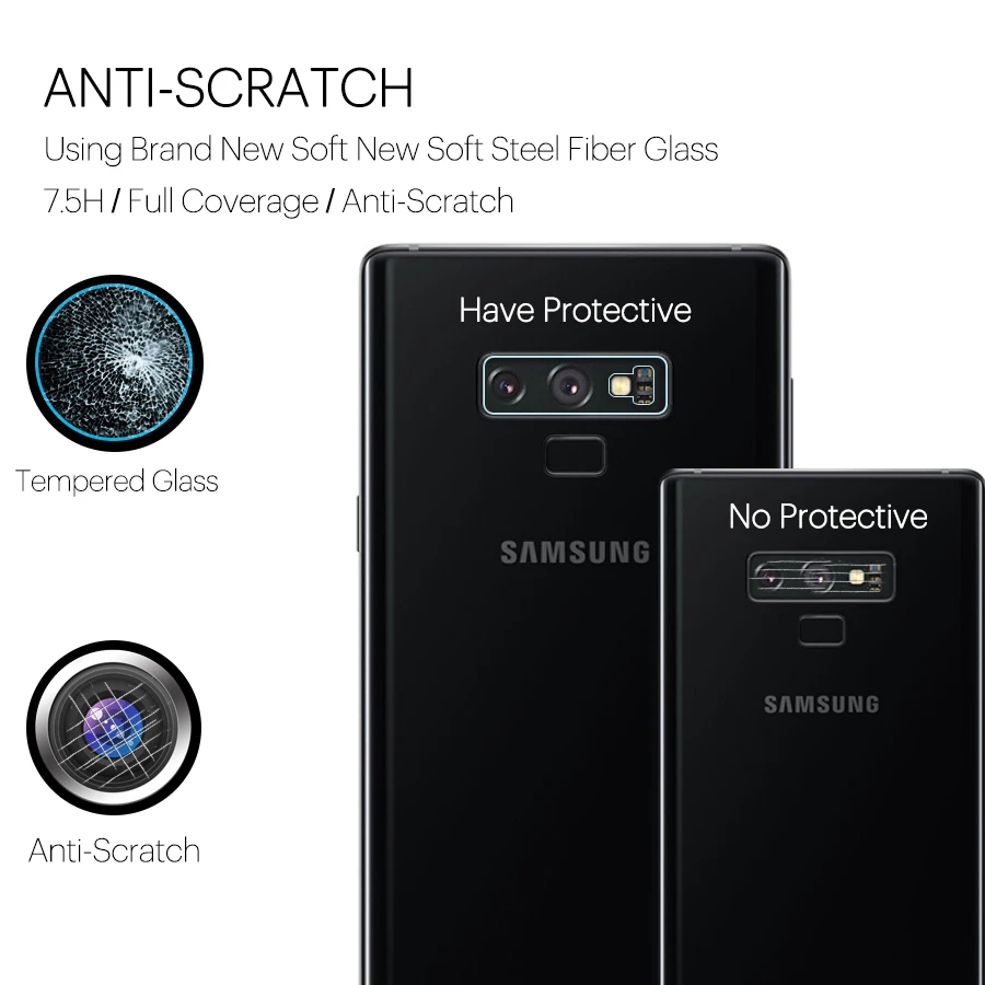 Note 9 Ultra Thin Transparent Clear Back Camera Lens Tempered Glass Film Screen Protector Case for Samsung Galaxy Note9 | Мобильные