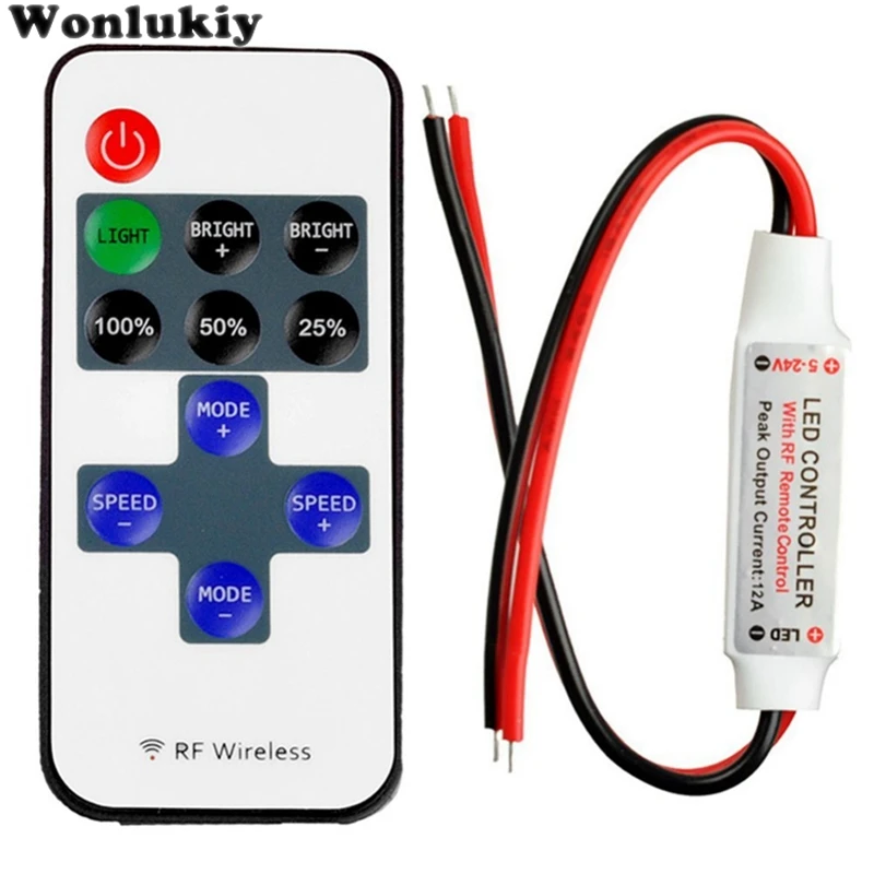 Wonlukiy RF пульт дистанционного управления DC 12 В 11 клавиш мини Диммер для Led