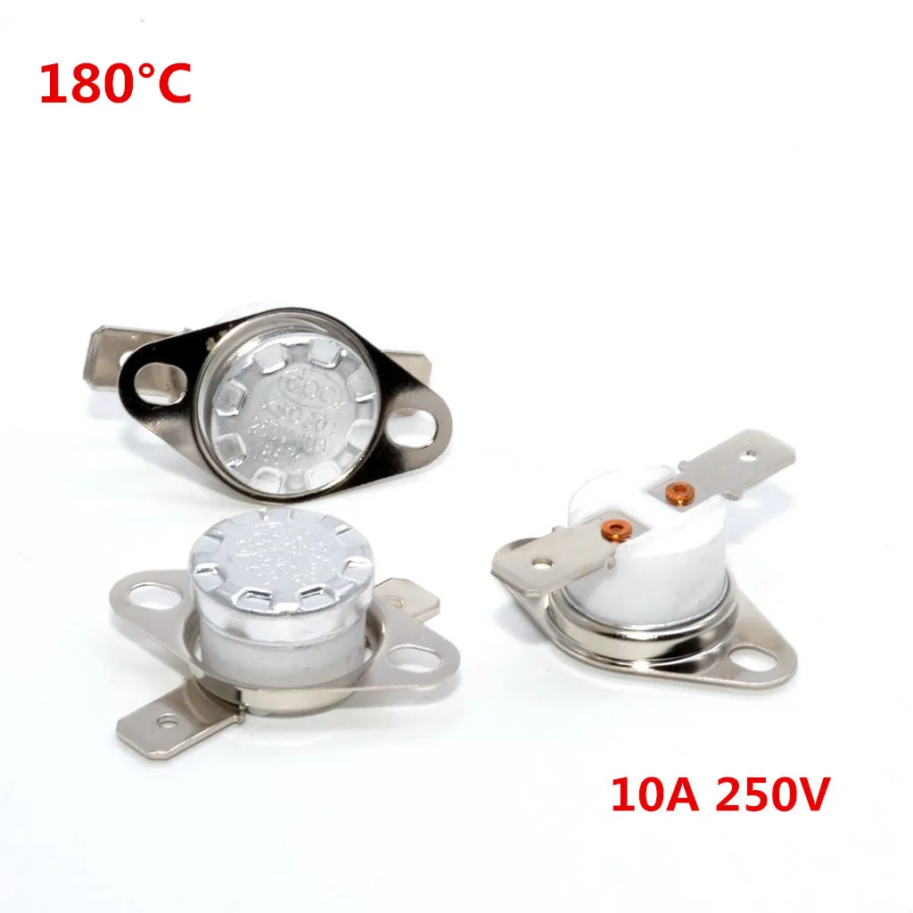 

50pcs/lot KSD301 10A 250V 180 degrees 180 C Normal Close NC ceramic Temperature Controlled Switch Thermostat *