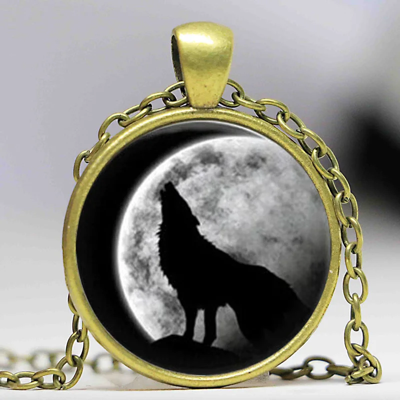 Старк волк винтажная луна стекло фотография ожерелье женские и мужские