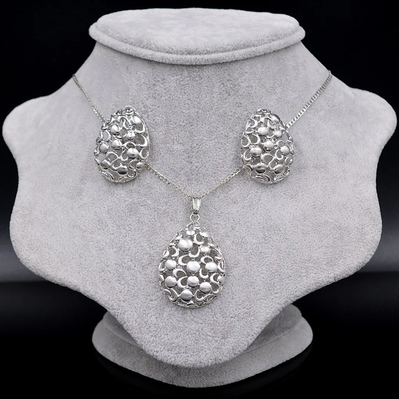 Sunny Jewelry Свадебные Уникальные наборы для женщин ожерелье серьги кулон сплав яйцо