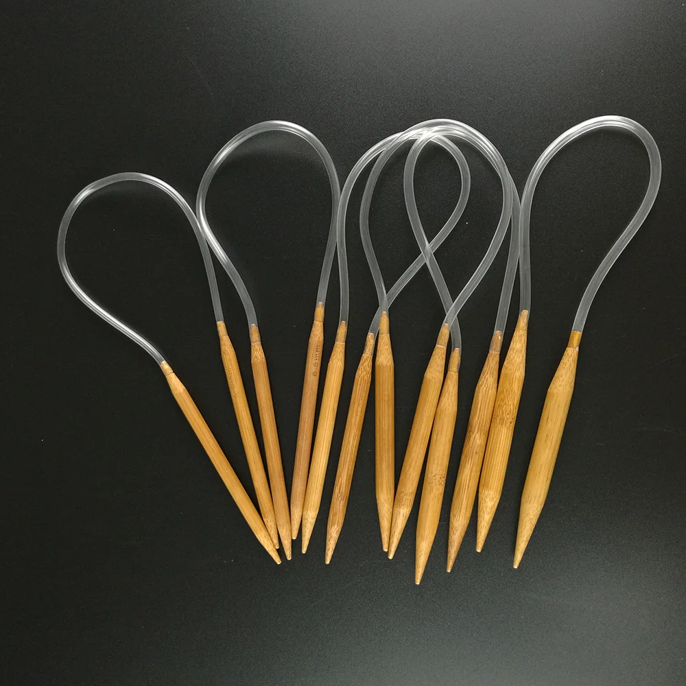 

Hot 18pcs 18 Sizes Circular Carbonized Bamboo Knitting Needles Professional Weaving Needle Knit Set Costura Sewing Accessories