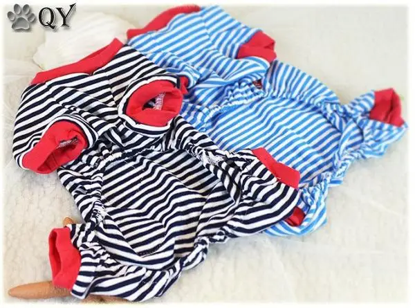 Моряк полосатый комбинезон для собак Одежда питомцев пижамы кошек Йоркширский