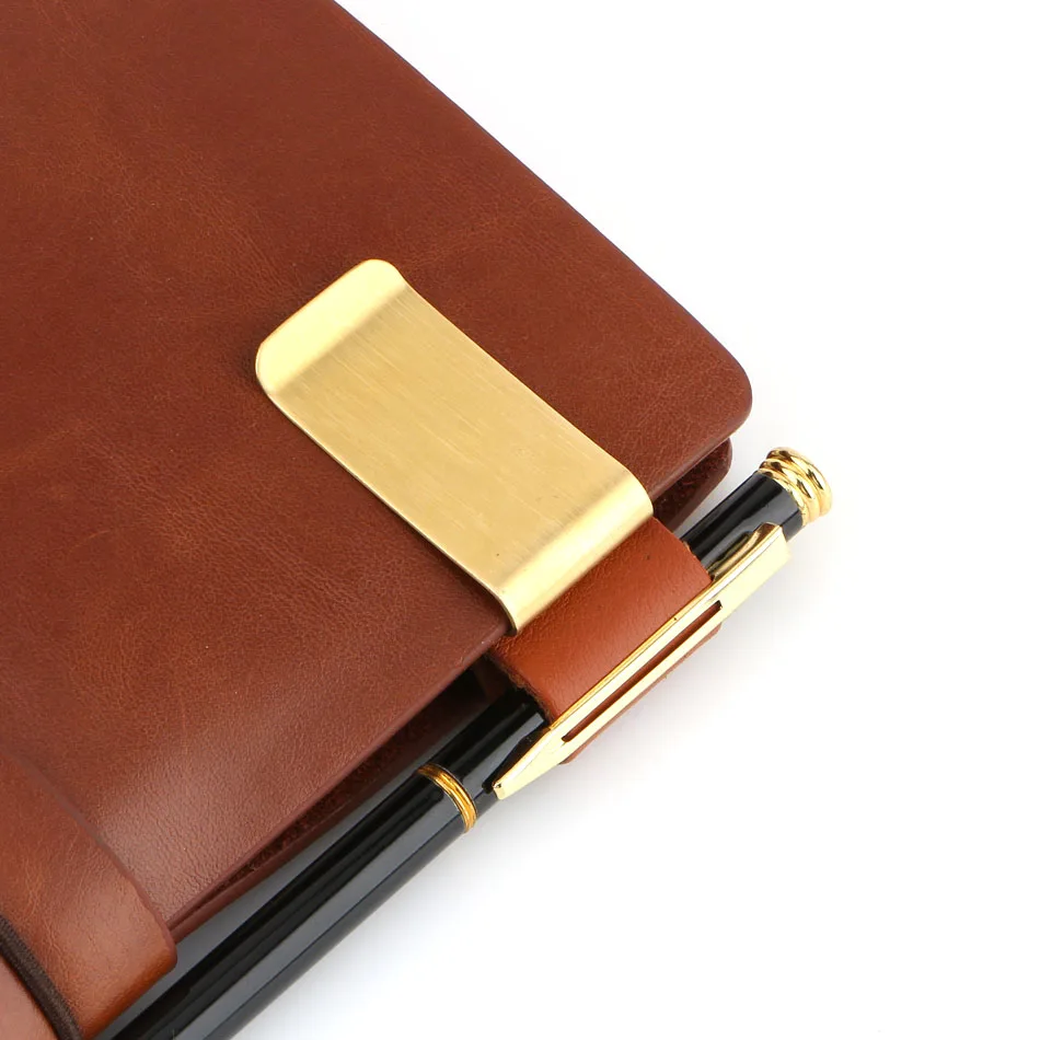 Металл латунь клипсовый держатель для Винтаж натуральная кожа дорожная записная