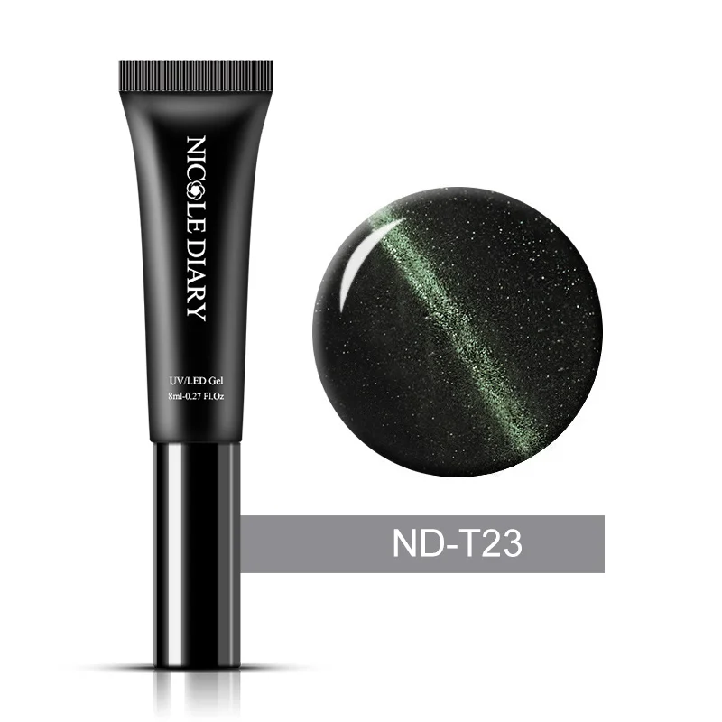 ND-T23 Nicole Diary 8 мл кошачьи глаза верхнее магнитное покрытие Ультрафиолетовый гель с блестками лак для ногтей Гель-лак светодиодный отмачиваемый Гель-лак для маникюра дизайн - Цвет: ND-T23