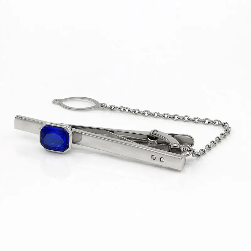 Kemstone Подарочная коробка Сапфир Циркон Кристалл Ударением Мужская Tie Bar Pinch Клип