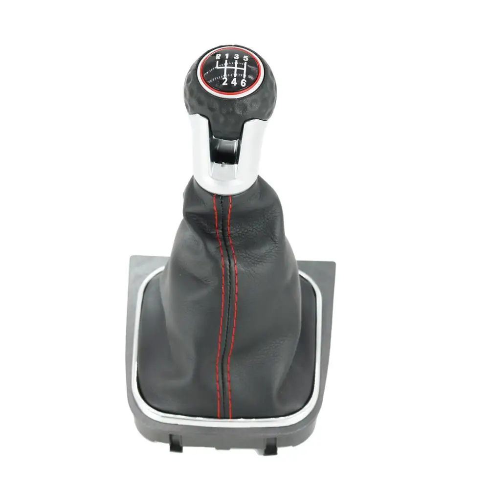 

For VW Scirocco 2009 2010 2011 2012 2013 2014 New 6 Speed MT Gear Shift Knob With Leather Gaiter Boot Red Line