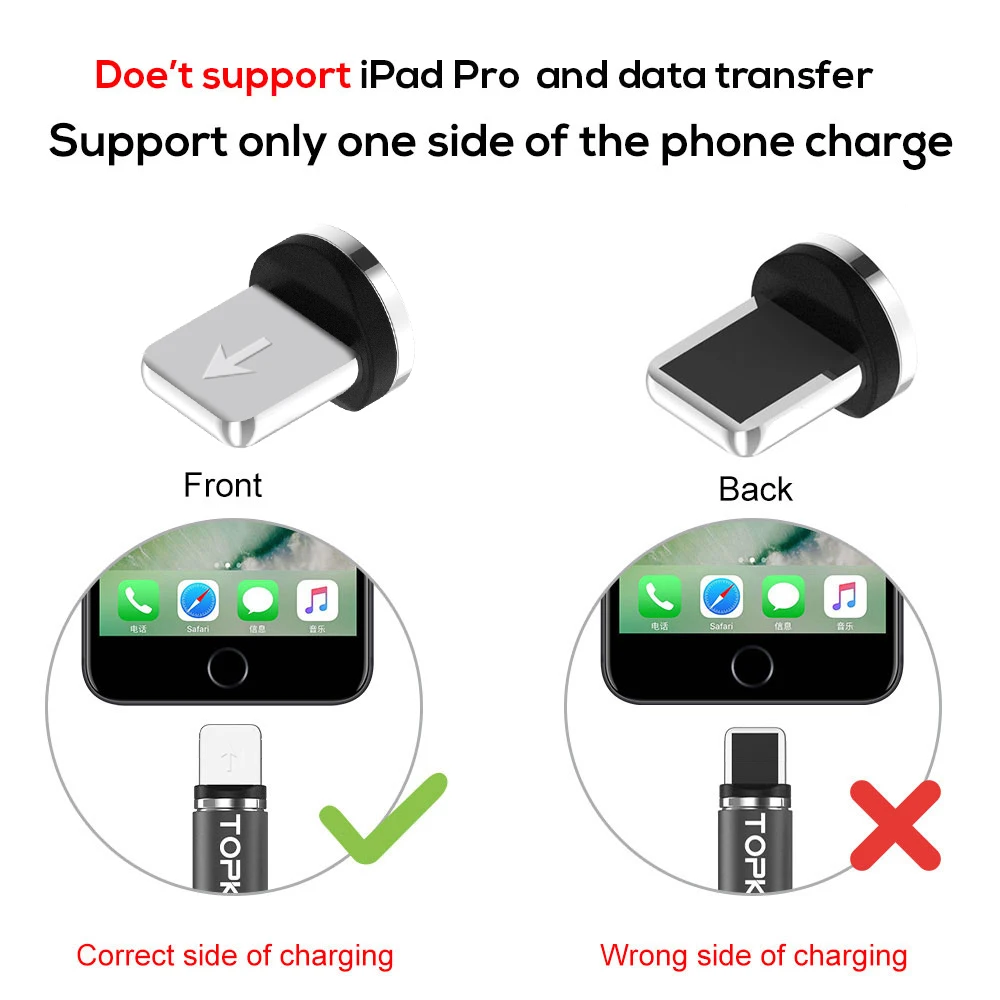 TOPK AM30 360 вращаться Магнитный Кабель с разъемом Micro USB Type-C кабель Мобильный телефон