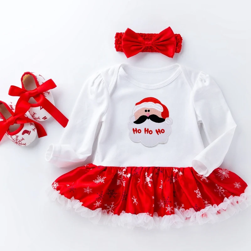 6 My First Christmas/Новогодняя Подарочная Одежда для девочек, костюм из 3 предметов, платья-пачки высокого качества с длинными рукавами вечерние осенние платья для новорожденных - Цвет: 6