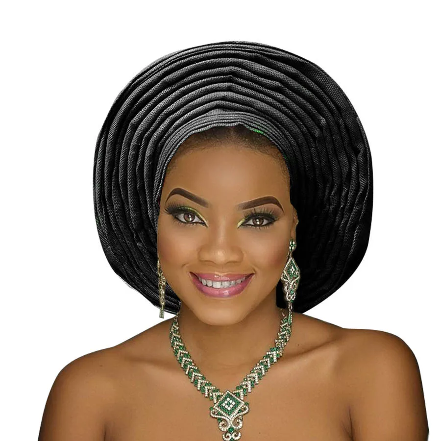 Aso oke gele традиционная африканская головная повязка aso ebi для вечеринки Черная