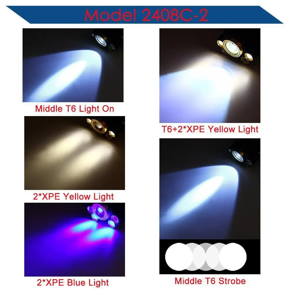 1 комплект 15000LM T6 LED Перезаряжаемый 2X18650 USB налобный фонарь масштабируемый + кабель