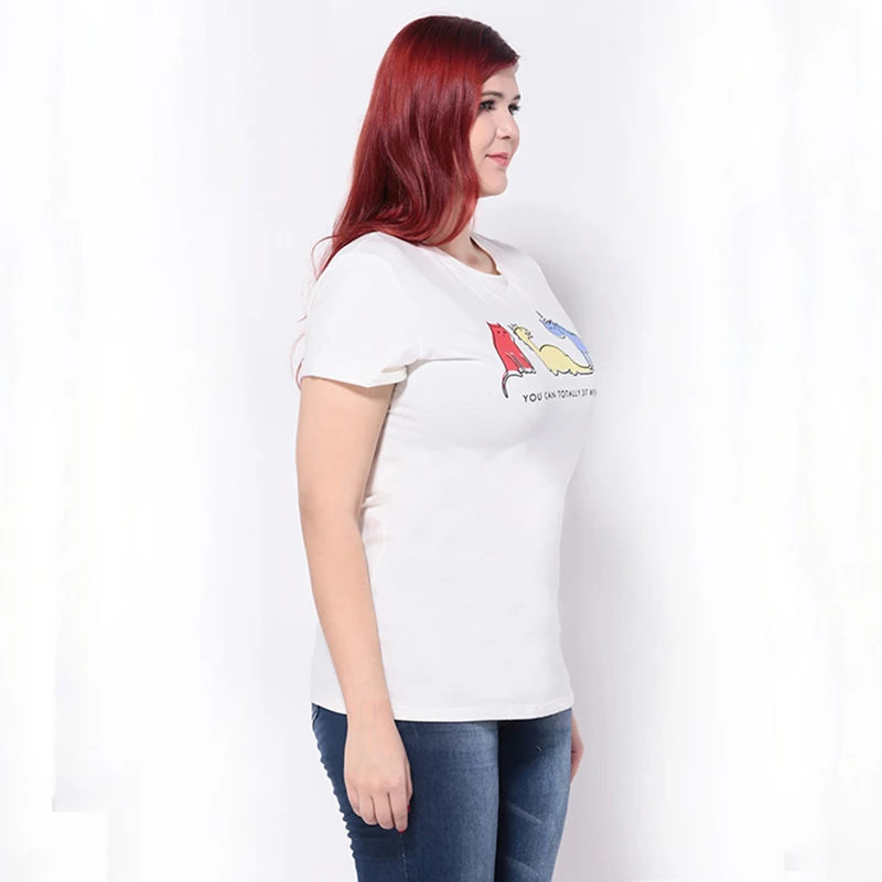 2018 футболка плюс Размеры Женская одежда с круглым вырезом 6XL 5XL Для женщин Топы