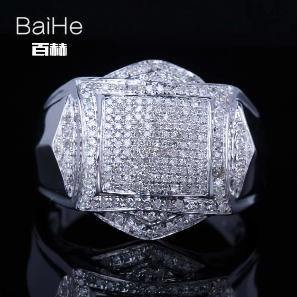 BAIHE, Стерлинговое серебро 925, 0.7CT, сертифицировано H/I, круглая огранка,, настоящие натуральные бриллианты, свадебные мужские классические ювелирные изделия, кольцо