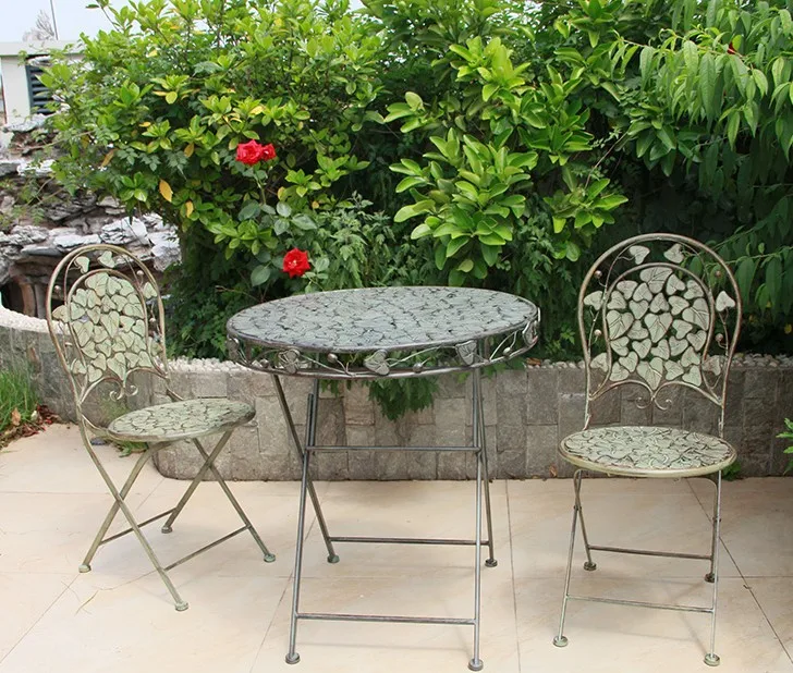 Садовые наборы металлическая наружная мебель 2 стула и 1 стол складных стульев