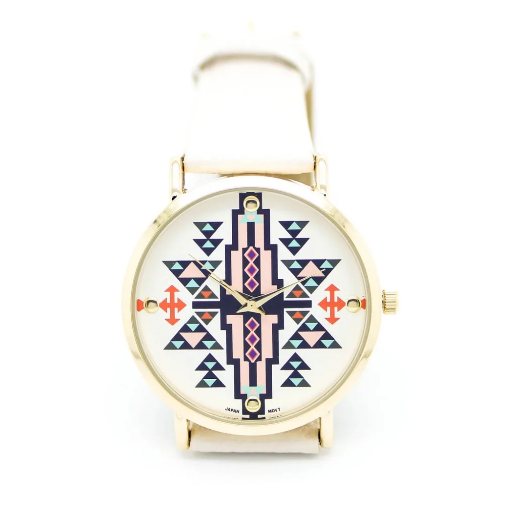 Новое поступление модные часы с ацтекским принтом и ремешком из искусственной