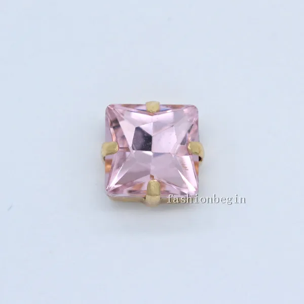 lt pink 50p 8 мм цвет квадратный шитье на стекле Стразы Камень Аппликация Костюм Платье Кристалл коготь стразы Драгоценности золотое украшение ремесло драгоценные камни - Цвет: lt pink