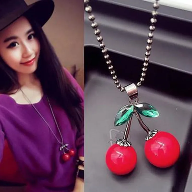 20 шт. аниме Бохо Exo Girl Bijoux колье Макси лист красное Вишневое Ожерелье Подвески для