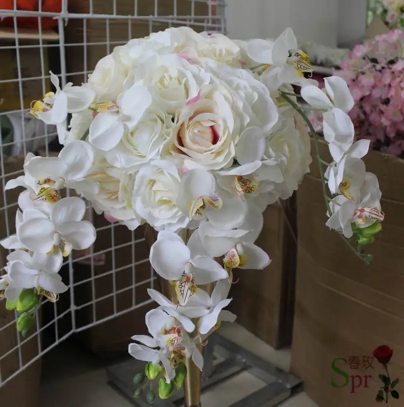 10pcs SPR! 10 шт./Партия искусственный свадебный цветок шар стол цветок Шампань с орхидеей центральный арка цветок украшение - Цвет: 10pcs