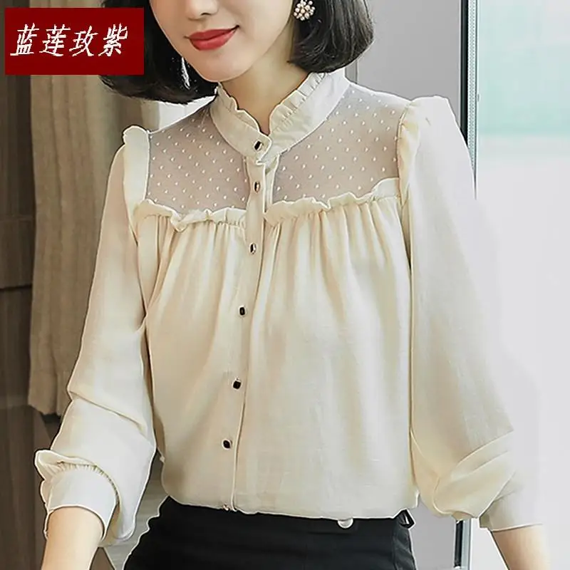 2019 новые женские модные весенние и осенние шифоновые рубашки блузки дамские