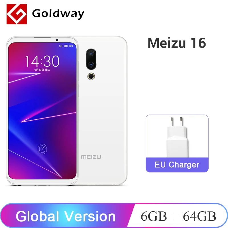 Официальная глобальная версия Meizu 16, 6 ГБ ОЗУ, 64 Гб ПЗУ, Восьмиядерный процессор Snapdragon 710, 6,0 дюймов, 2160x1080 P, передняя панель, МП, встроенный экран, отпечаток пальца