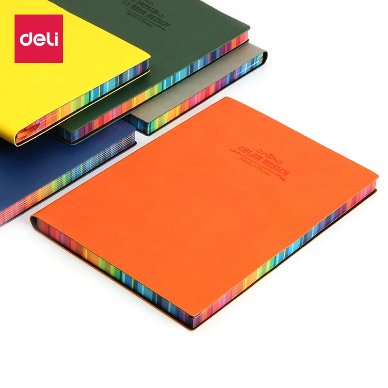 

Deli A5 Notebook Beautiful Stationery Fashion Multicolour Thickening Diary Female Colorful Faux Leather Notepad Office Supplies