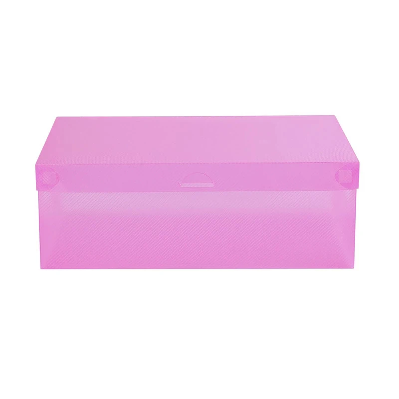 pink 3 шт., женский прозрачный пластиковый органайзер обуви, стойка за дверью или под кроватью, экономия пространства, складной шкаф, органайзер для обуви, коробка - Цвет: pink