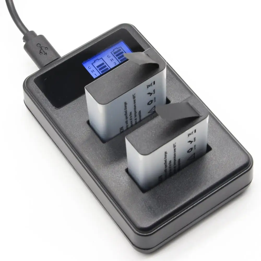 charger with battery Аккумулятор для экшн-камеры 1350 мАч с ЖК-дисплеем и двойным зарядным устройством для Eken H5S H6S V8S H9/H9R sjcam sj5000 ELECAM Geekam Goldfox - Цвет: charger with battery