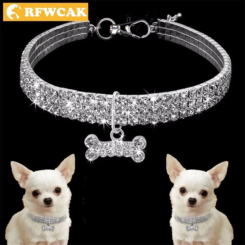 RFWCAK Новые 3 ряда Рейн камень эластичные подштанники животное ожерелье из сплава с