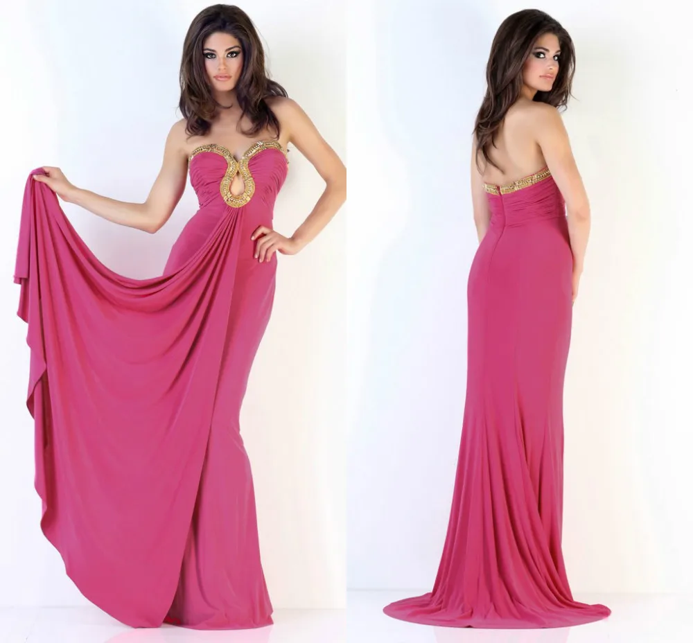 Free Shipping Sexy Gold Crystals Chiffon Long Evening Dresses 2015 New Arrival Vestido De Fiesta Longo Women Dress|dress up games dress|dress