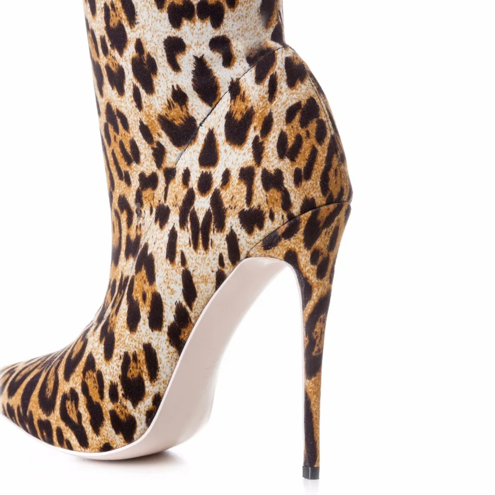 Модные женские сапоги на высоком каблуке с леопардовым принтом|sexy high heel boots|high heels