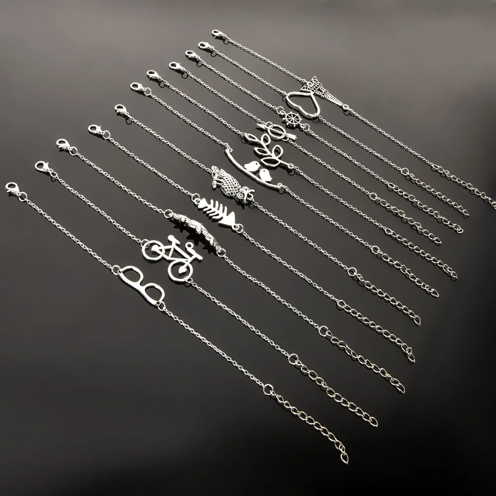 Новый уникальный простой стильный посеребренный цепочка геометрические