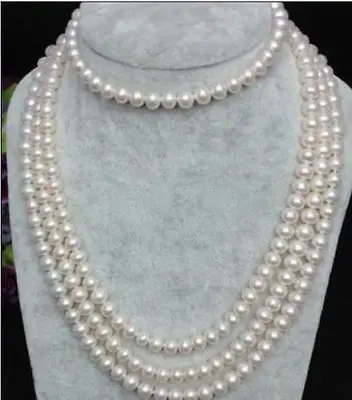 Charming!8-9mm White Akoya Pearl Long Necklace 80