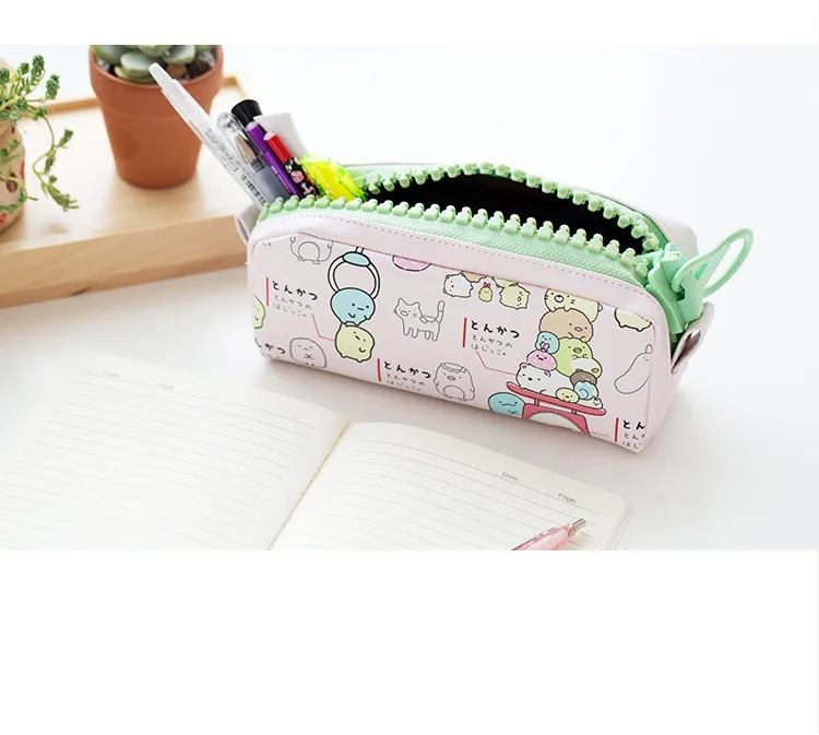 Kawaii Molang, большой чехол на молнии из искусственной кожи, школьный пенал, сумка для хранения канцелярских принадлежностей, чехол для карандашей, материал escolar, для офиса