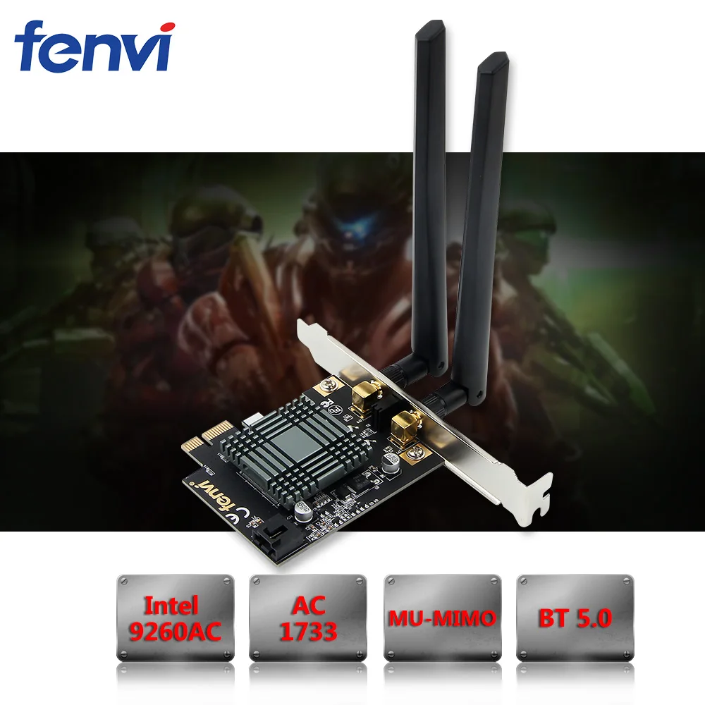 Двухдиапазонный Настольный беспроводной Intel 9260 PCI-E 802.11ac 1,73 Гбит/с 2,4G/5G WiFi Bluetooth 5,0 адаптер MU-MIMO 9260NGW для Windows 10