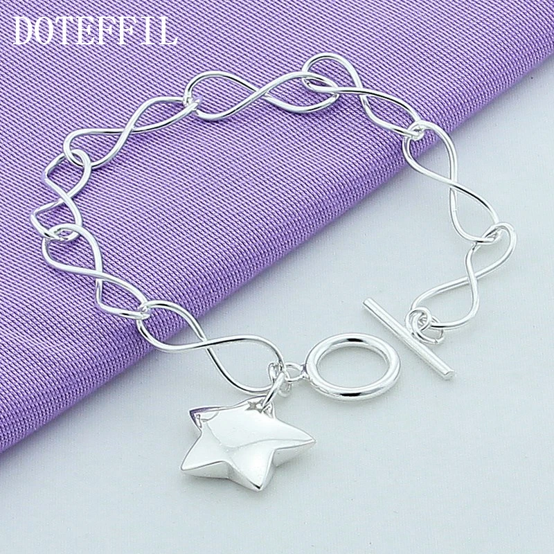 DOTEFFIL 1 шт. в европейском стиле звезда 925 серебряный цвет подвеска цепочка браслет