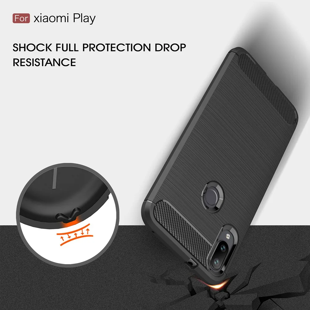 KEYSION чехол для телефона Xiaomi Play из углеродного волокна Мягкий ТПУ силиконовый
