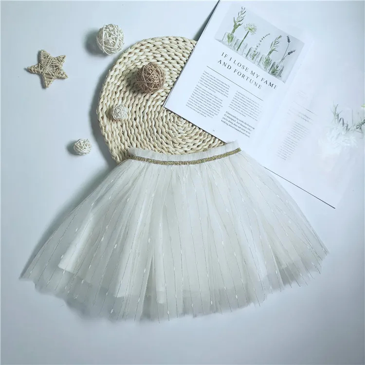 Белый Новые модные юбки для девочек 2-8 лет кружевные юбки-пачки - Цвет: Белый