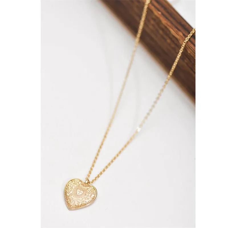 Trendy Gold Color Heart Charm Pendant Necklace for Women Simple Thin Chain Chokers Chic Long Necklaces Girls Accessories | Украшения и