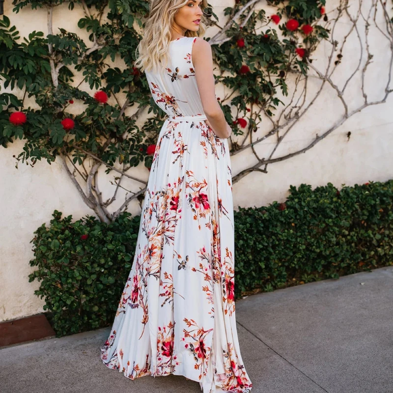 Богемное женское летнее платье винтажные вечерние длинные платья Boho в пол с v