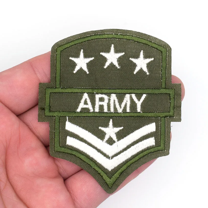 Новое поступление 2 шт звезды и армейские слова вышитые нашивки железо на мотиве