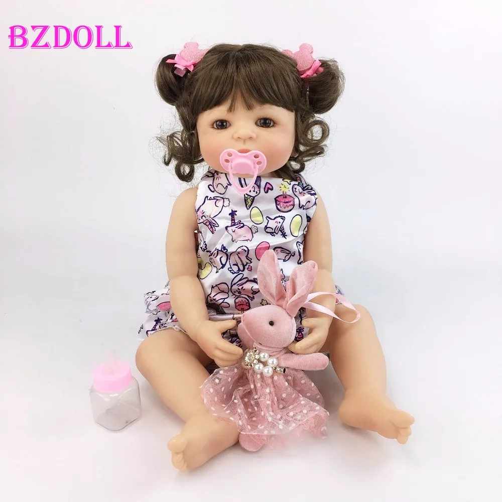 55 см полный силиконовый корпус Reborn Baby Doll игрушка как настоящие девушка Boneca