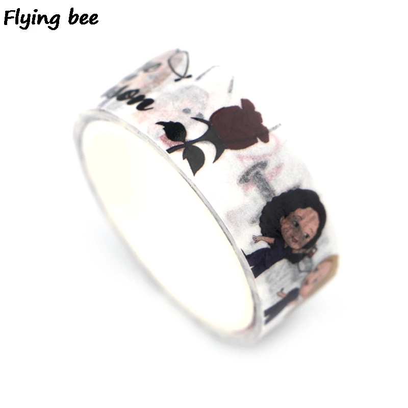 Flyingbee 15 мм X 5 м Бумага васи клейкие ленты серый Анатомия Мода клейкая лента DIY Скрапбукинг наклейка этикетка маскирующая лента X0347