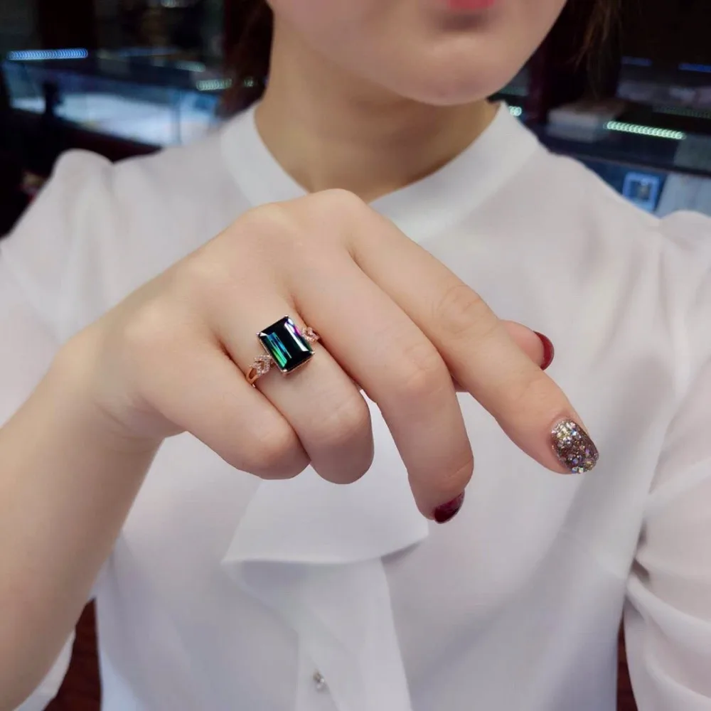 Ювелирные изделия настоящее чистое 18 K золото ювелирные 100% Природный зеленый