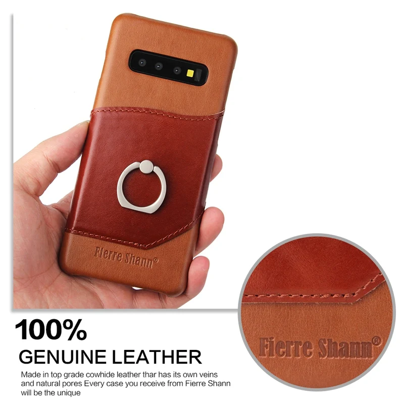 Kickstand Genuine Leather Case for Samsung Galaxy S10e Card Holder Shockproof S10 Plus Finger Ring |