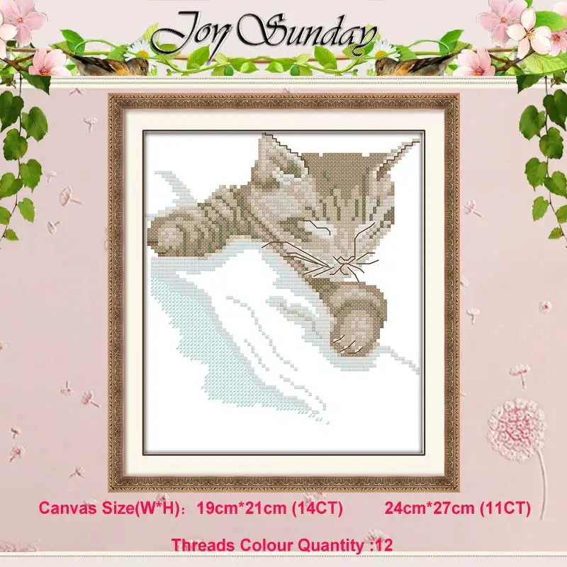 Sleeping cat Жадный кот котенок nimals Счетный 11CT 14CT Набор для вышивания крестиком DIY DMC Китайский Набор для вышивания крестиком вышивка рукоделие домашний декор - Цвет: Sleeping cat