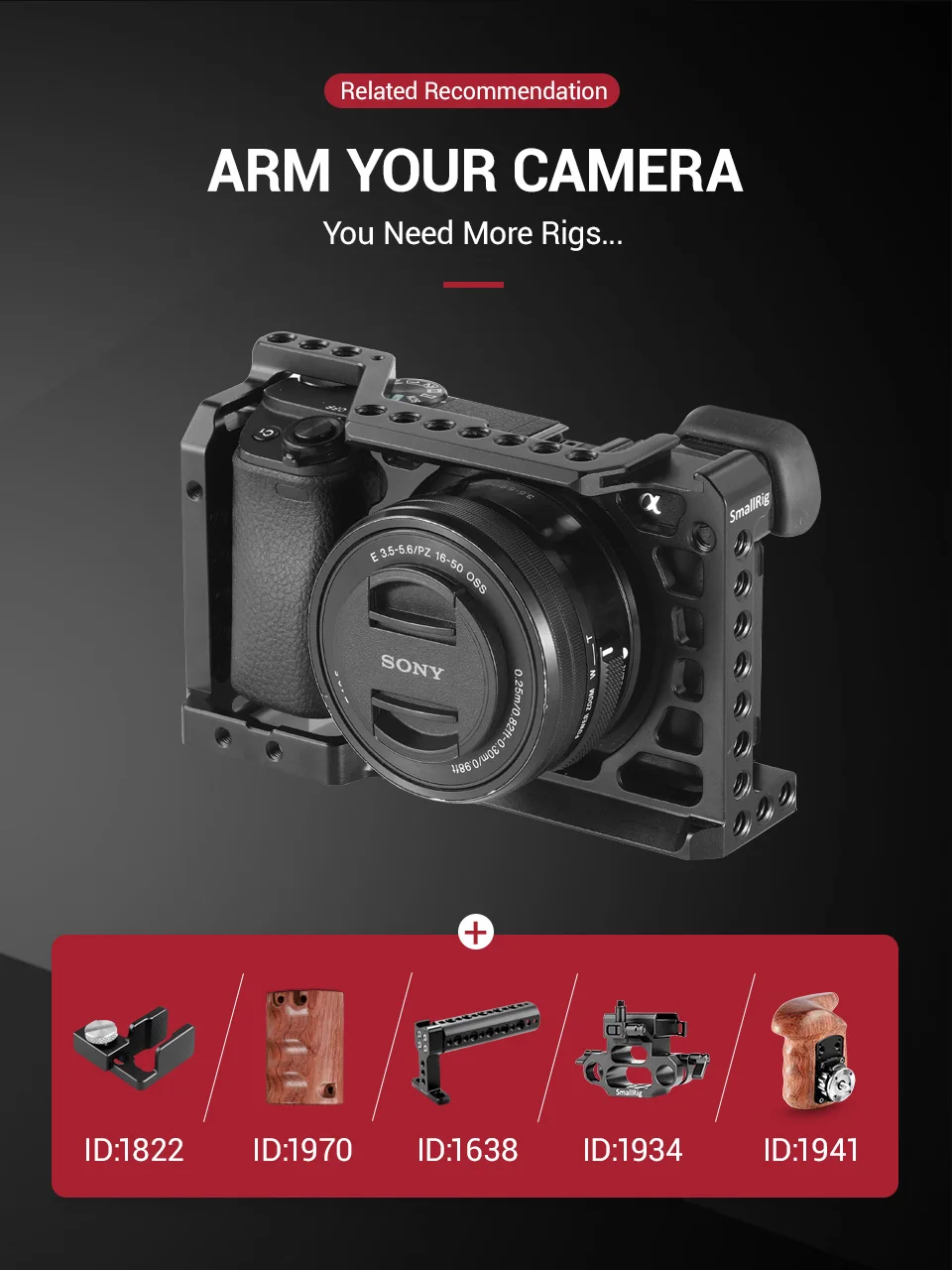 Клетка для камеры SmallRig из алюминиевого сплава для sony A6500/A6300 улучшенная версия защитная установка для Dslr камеры для sony A6500-1889