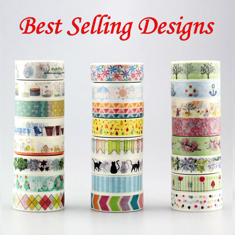 

1x 10m Best Selling Designs(raindrop,elephant,cat,flower,flag)Decorative Washi Tape DIY Scrapbooking Masking Tape School Supply
